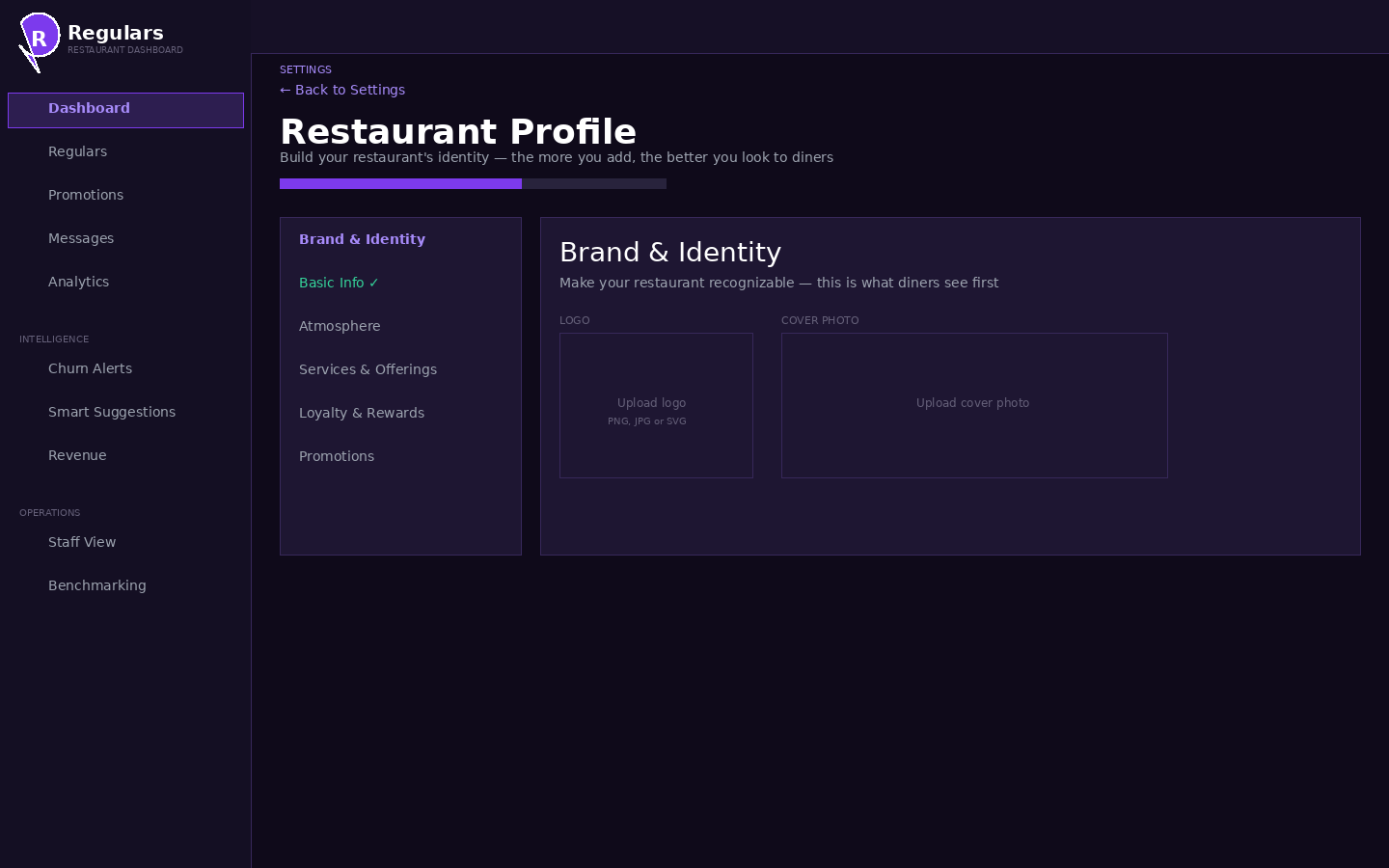 Restaurant Profile setup